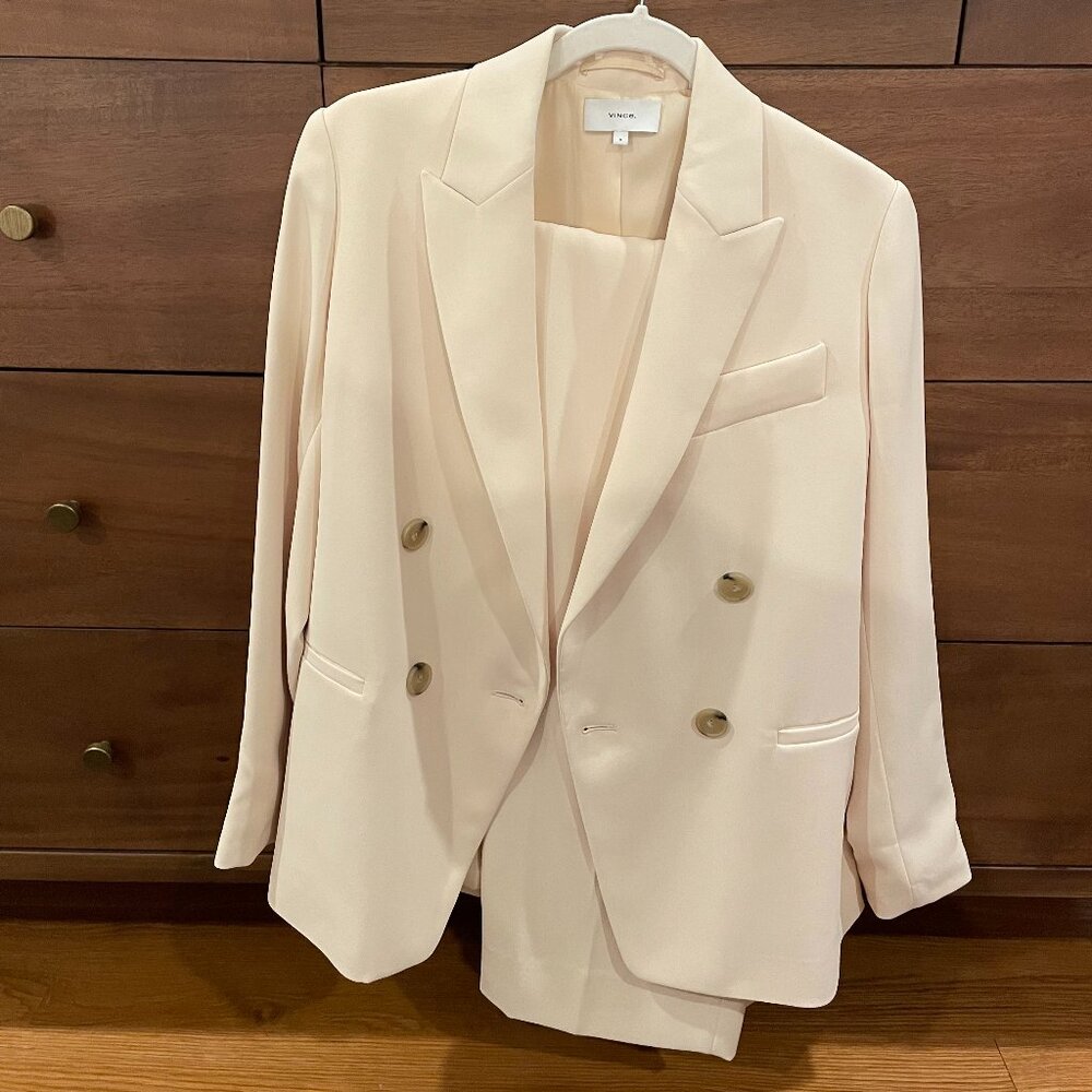 Vince Double-breasted Crepe Blazer (Size 0)